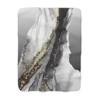 Luxurious Sherpa Fleece Blanket - Soft Gray with Abstract Marble Design