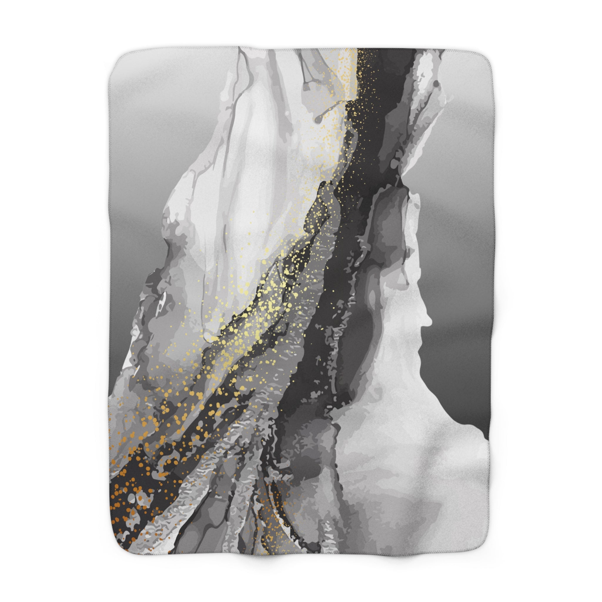 Luxurious Sherpa Fleece Blanket - Soft Gray with Abstract Marble Design