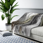 Luxurious Sherpa Fleece Blanket - Soft Gray with Abstract Marble Design