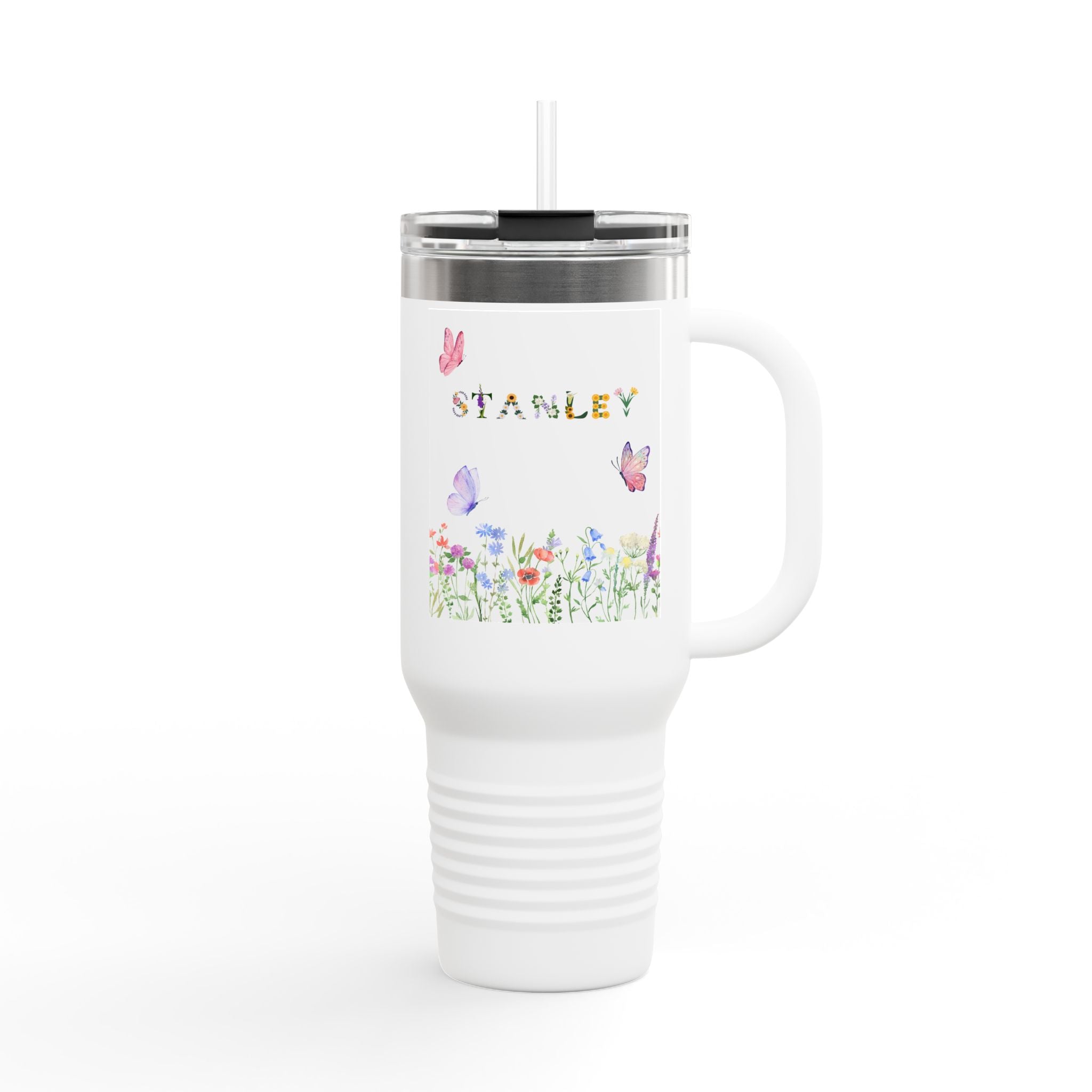 Personalized Butterfly Insulated Travel Mug - 40oz