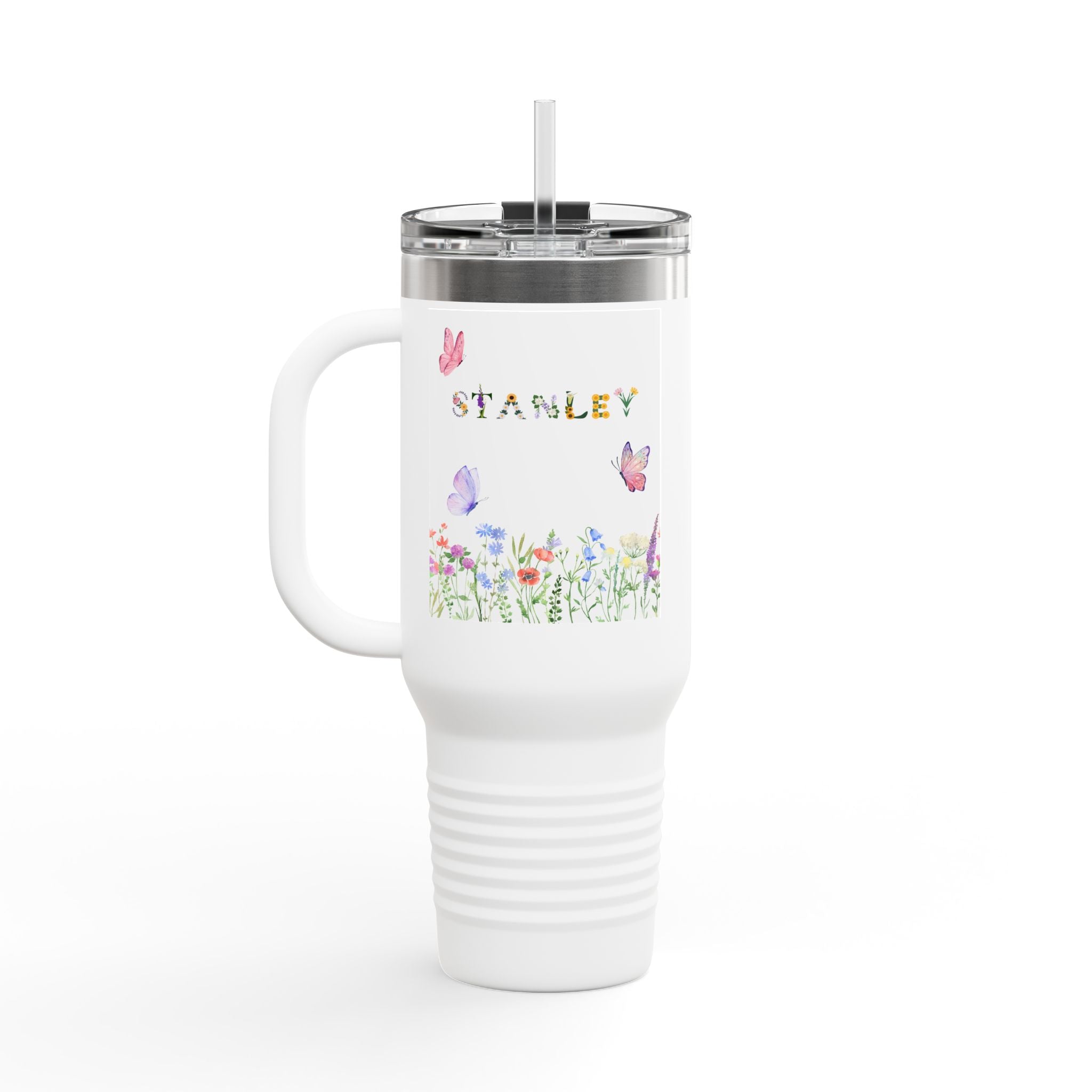 Personalized Butterfly Insulated Travel Mug - 40oz