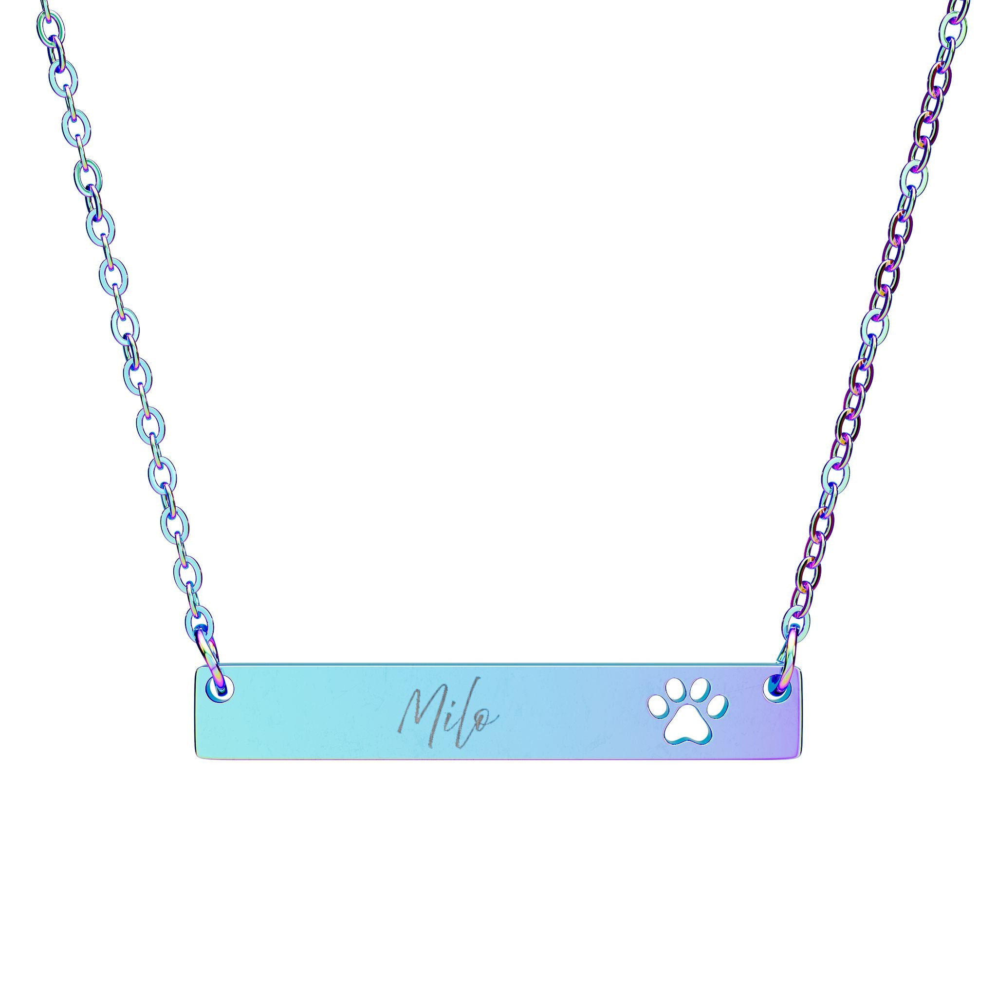 Personalized Pet Paw Bar Necklace