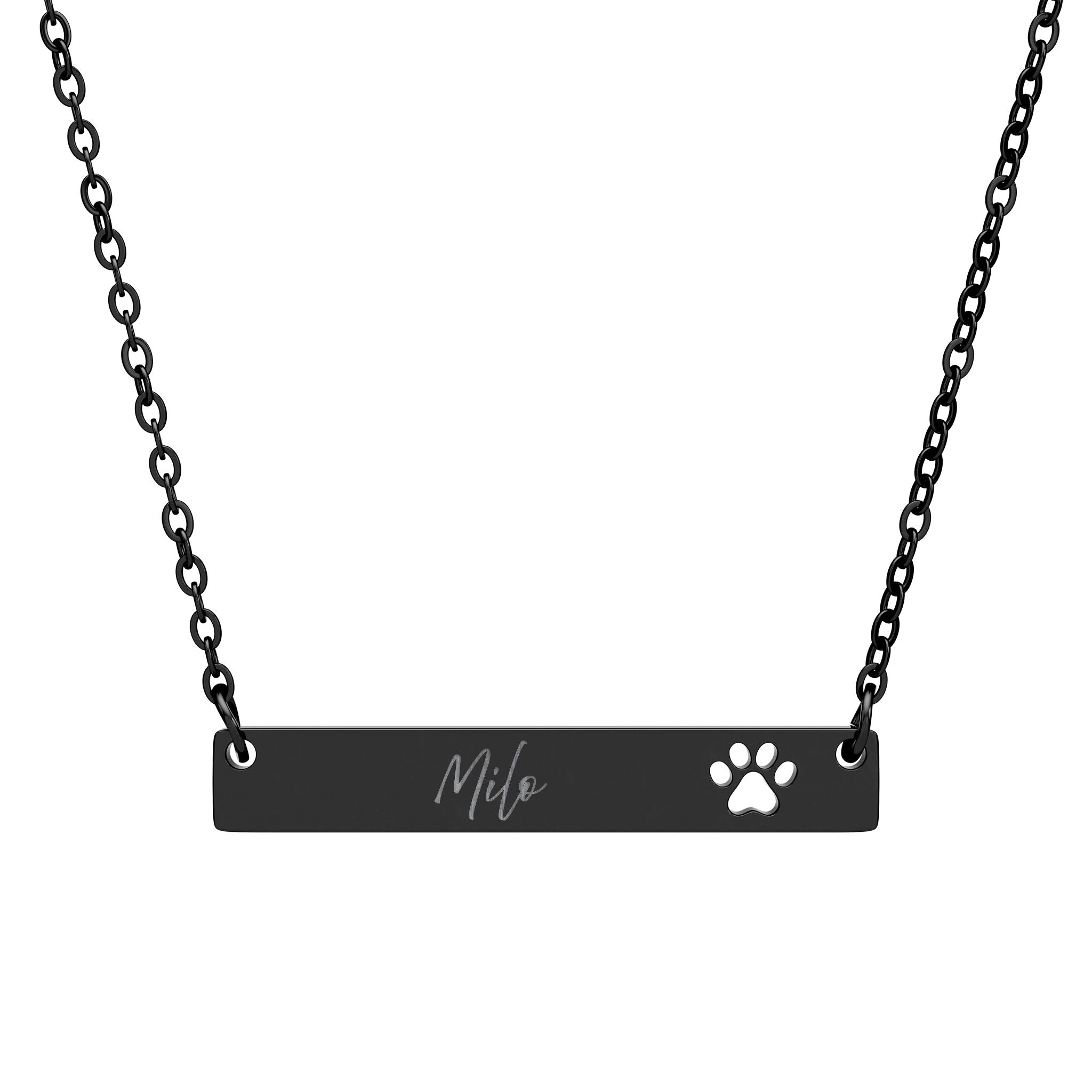 Personalized Pet Paw Bar Necklace