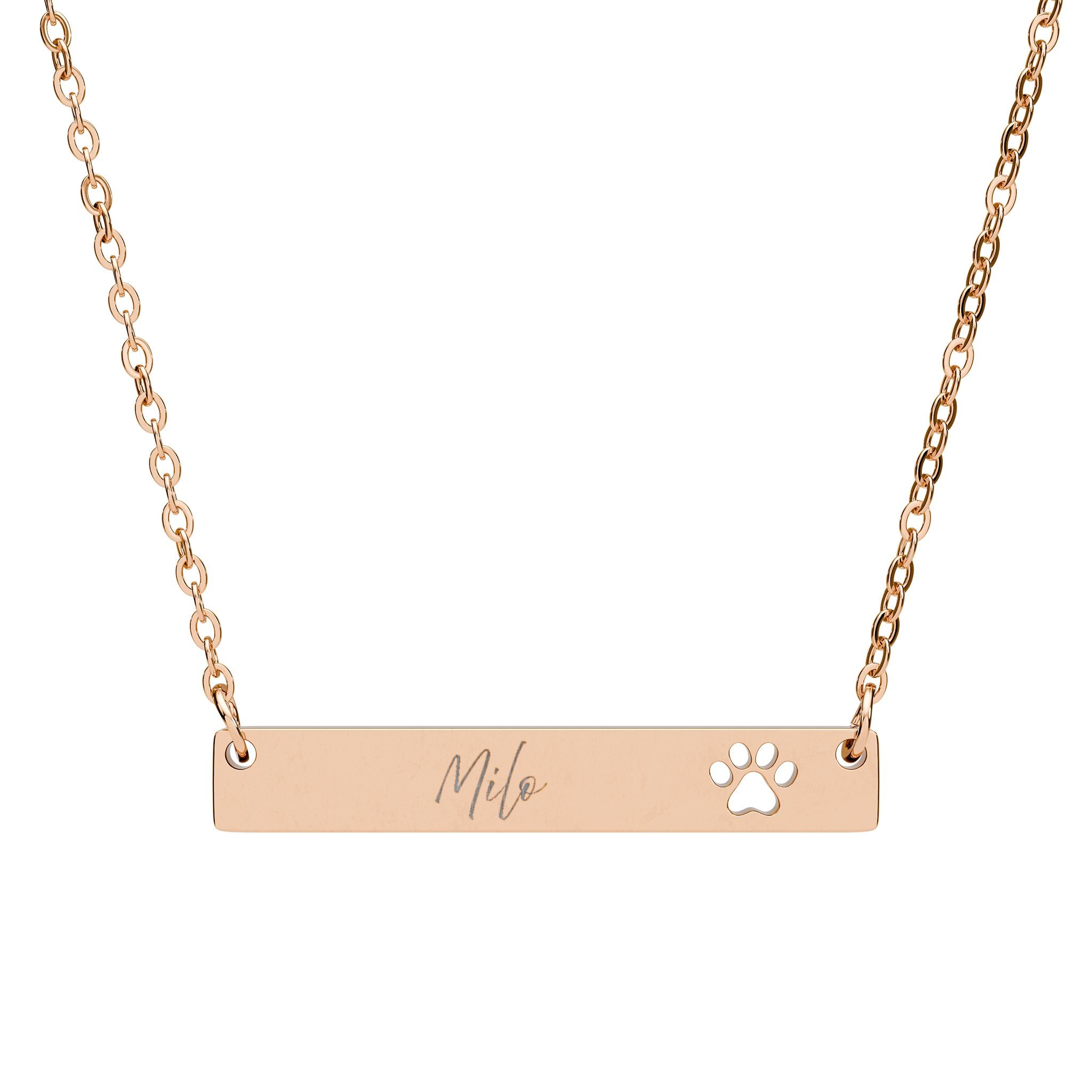 Personalized Pet Paw Bar Necklace