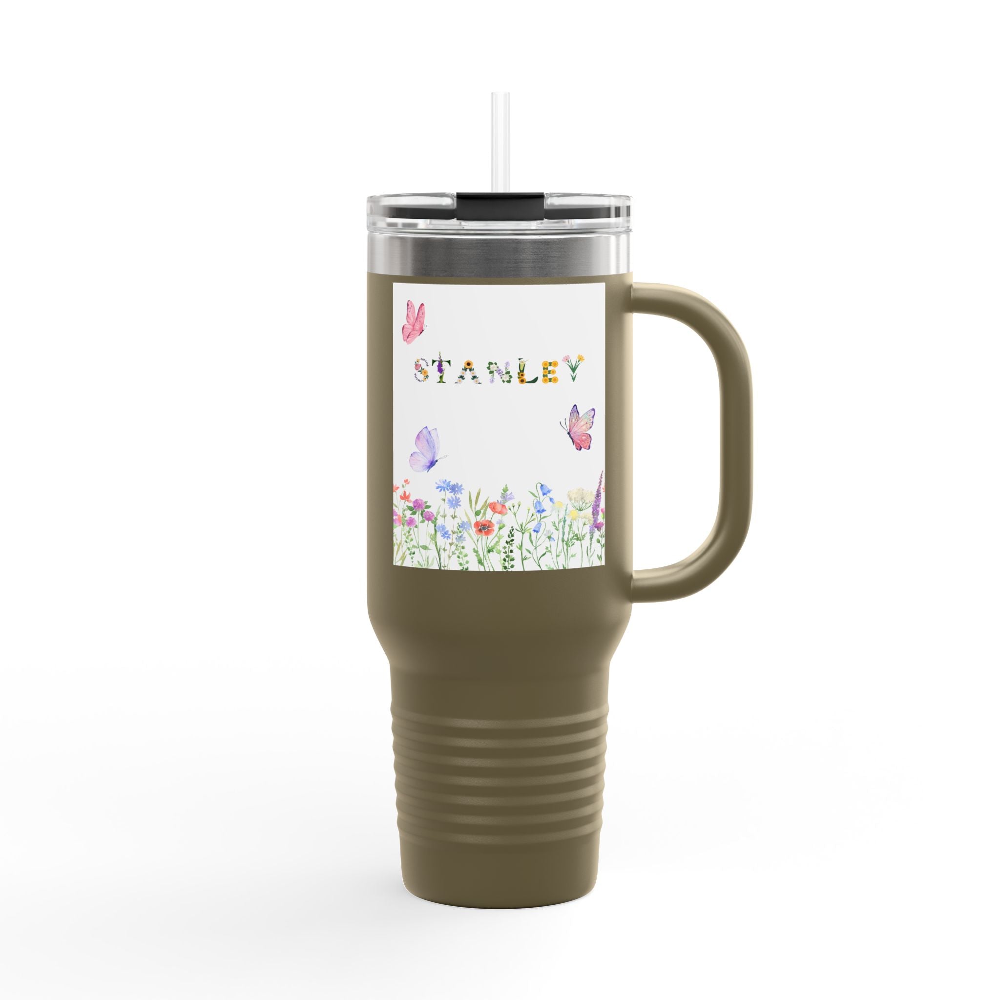 Personalized Butterfly Insulated Travel Mug - 40oz