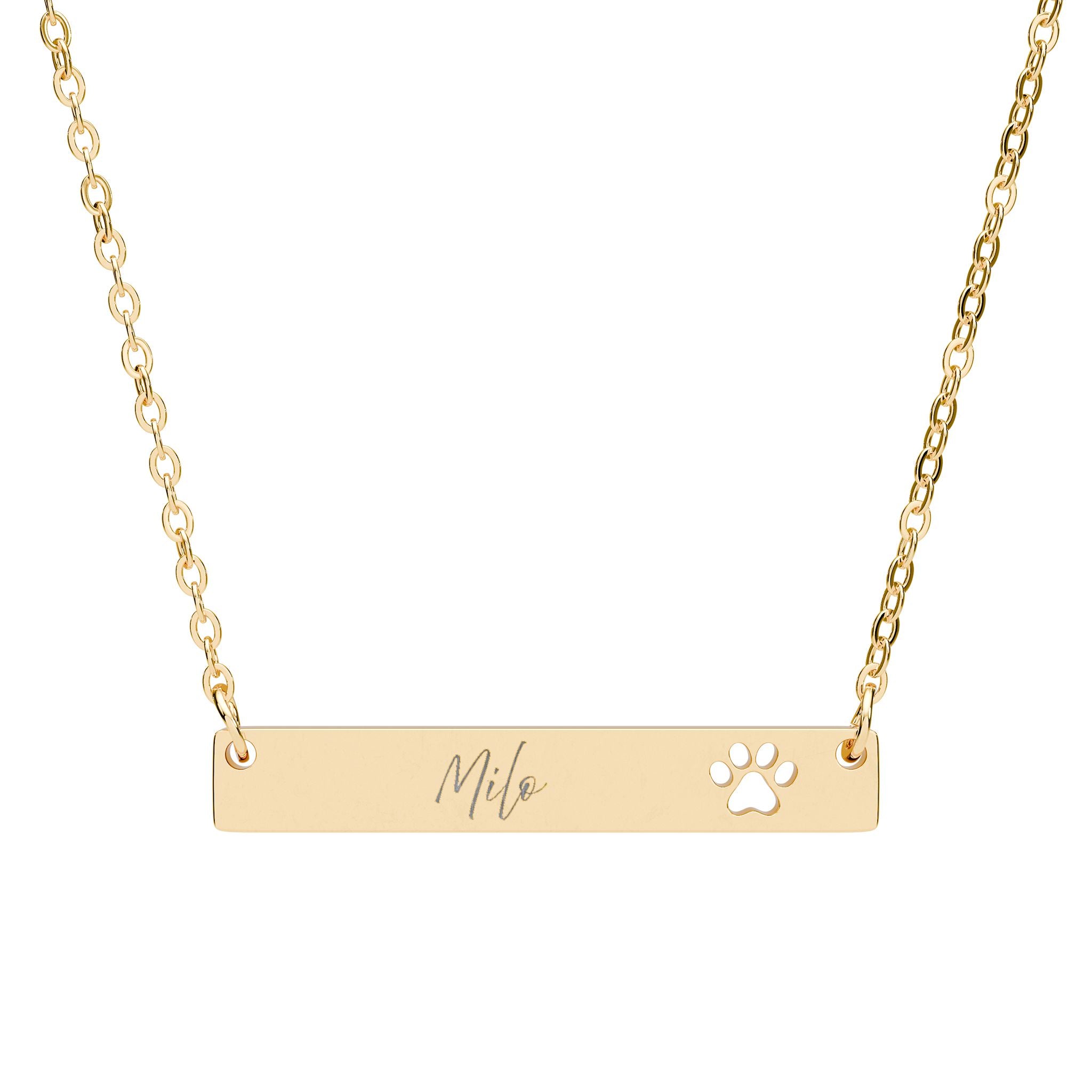 Personalized Pet Paw Bar Necklace