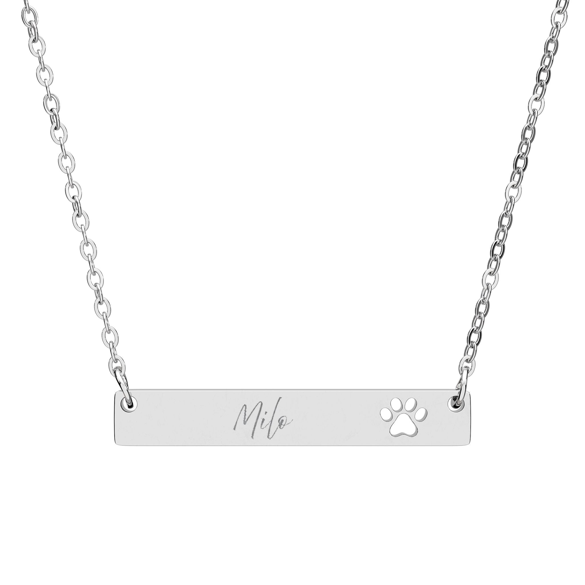 Personalized Pet Paw Bar Necklace