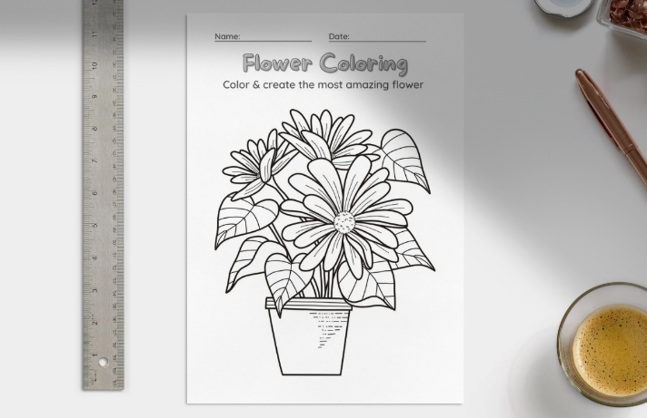Flower Pots Coloring Book for Kids