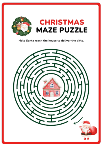 Christmas Activity Book for Kids: Fun Puzzles, Coloring, Mazes & Holiday Games